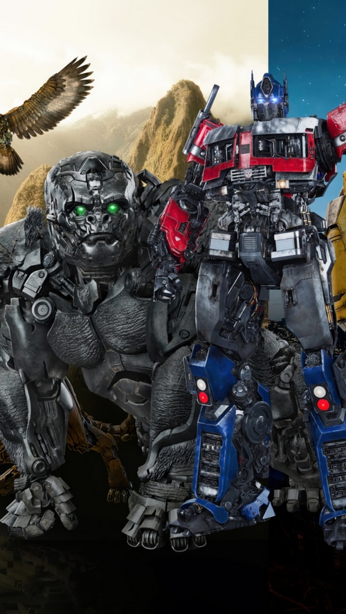 Optimus Prime and a Transformer Gorilla from Transformers: Rise of the Beasts