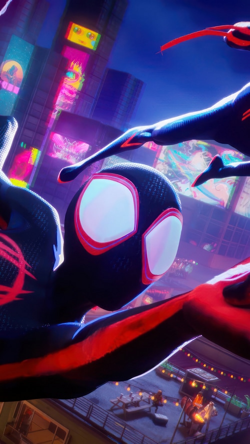 Miles Morales and Spider-Man 2099 in a city