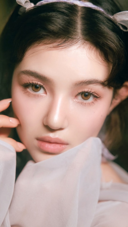 Danielle from NewJeans with a soft, ethereal look