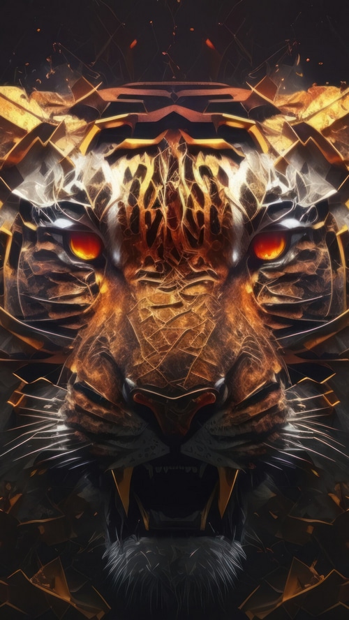 Digital Art Tiger Roaring