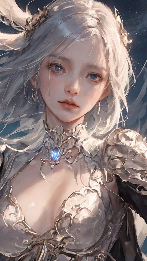 Anime girl with white hair and blue eyes