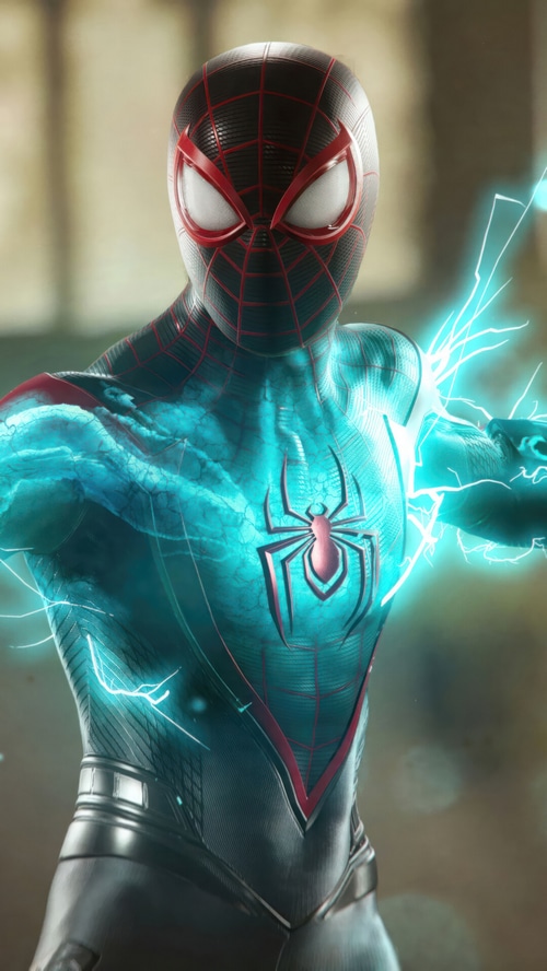 Miles Morales with Electricity in Marvel's Spider-Man 2
