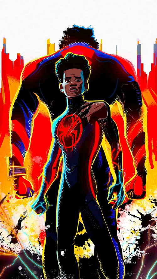 Miles Morales and Spider-Man 2099 from Spider-Man: Across the Spider-Verse