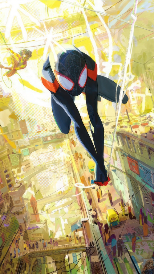 Miles Morales and Spider-Gwen in Spider-Man: Across the Spider-Verse