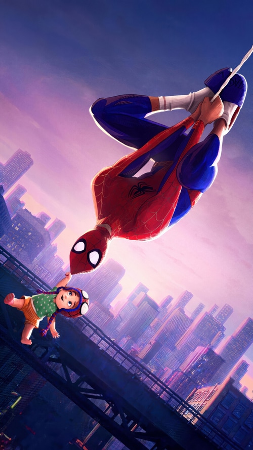 Spider-Man and Baby Miles Morales in Across the Spider-Verse
