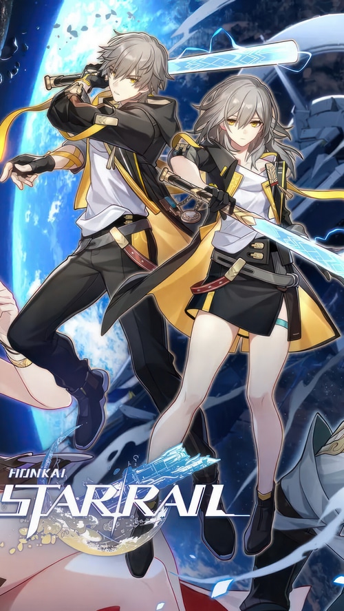 Honkai: Star Rail characters with swords and planet