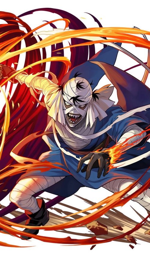Makoto Shishio from Rurouni Kenshin with fire effects