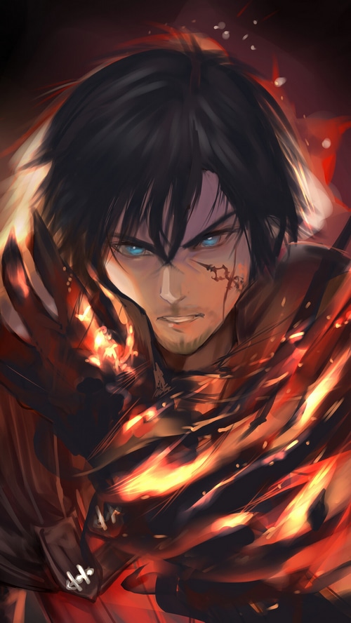 Clive Rosfield from Final Fantasy 16 with fiery aura