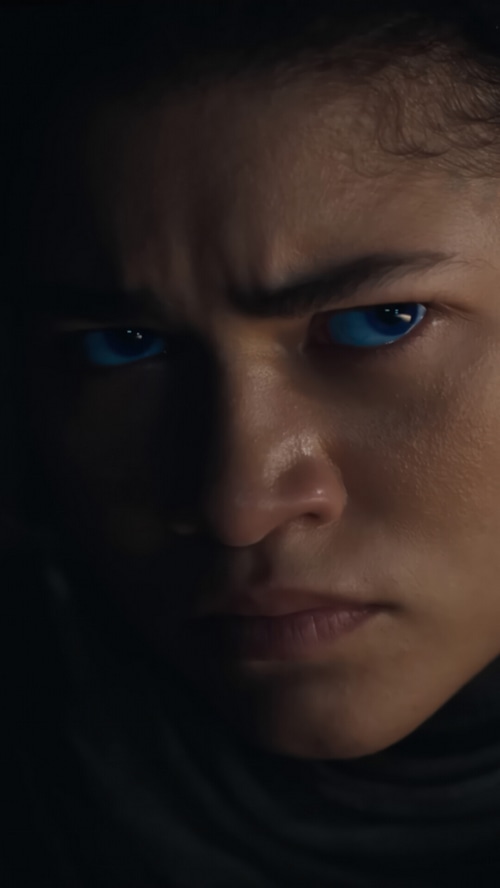 Chani from Dune: Part Two with blue eyes