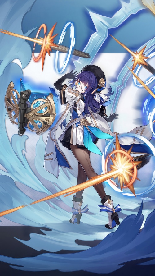 Pela from Honkai Star Rail with blue energy effects