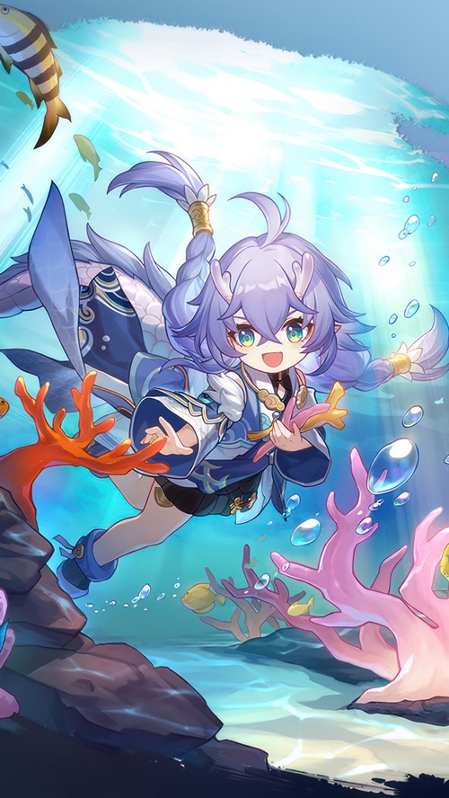 Bailu underwater with fish and coral
