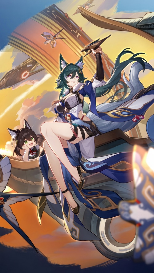 Yukong and child on a sky ship