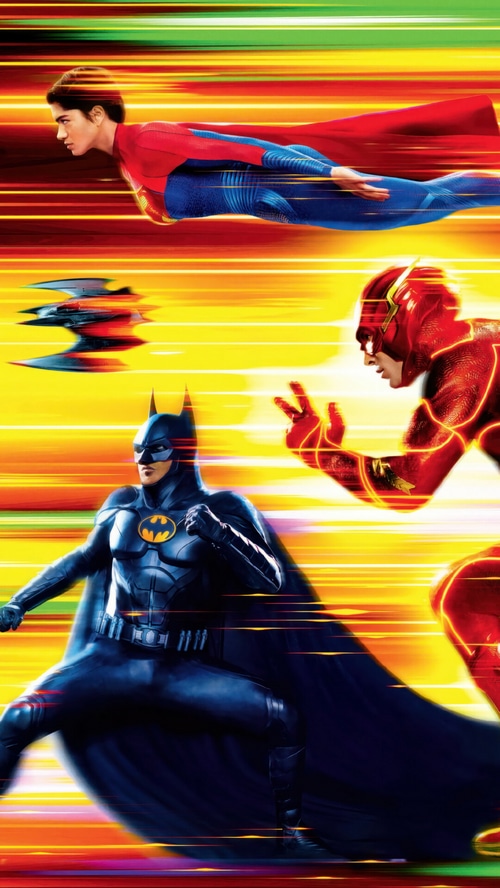 The Flash, Batman, and Superman in Motion
