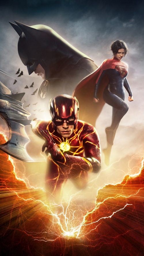 The Flash, Supergirl, and Batman in Action