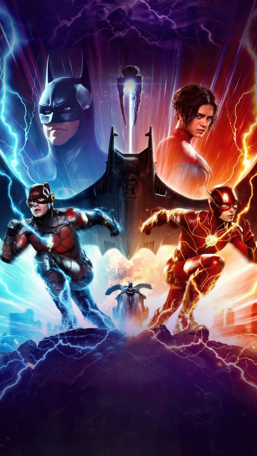 The Flash, Batman, and Supergirl in a DC movie poster