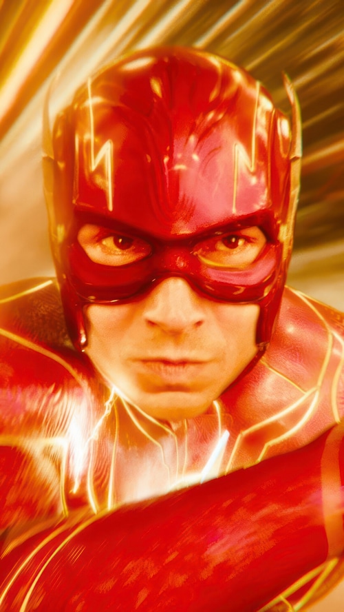 The Flash in his red suit with lightning accents