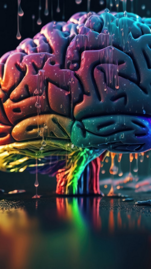 Colorful dripping brain digital art