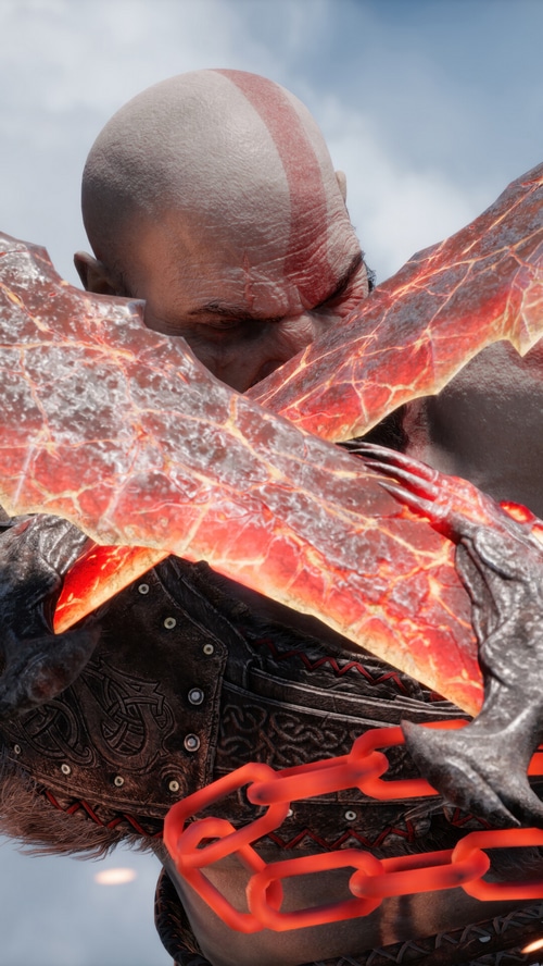 Kratos with the Blades of Chaos in God of War Ragnarok