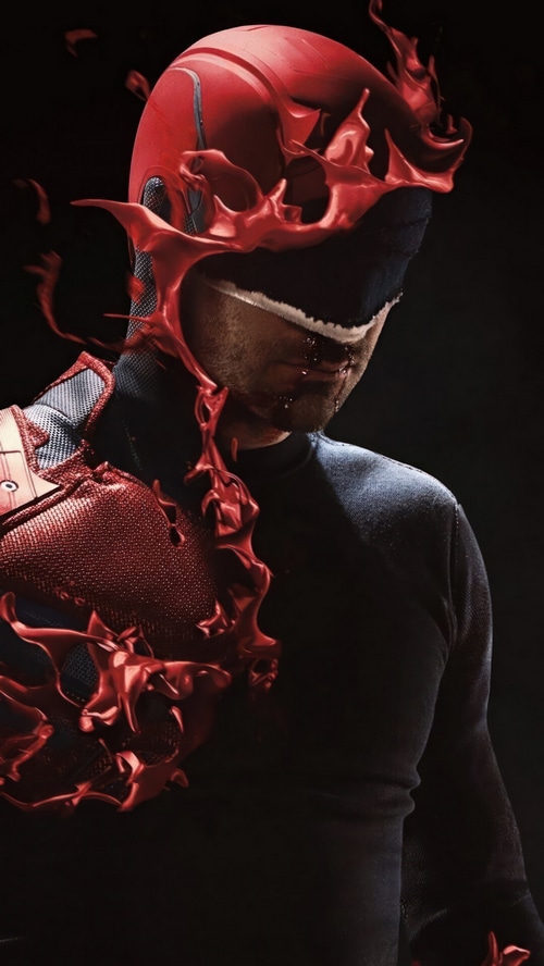 Daredevil in Red Suit with Red Splatter