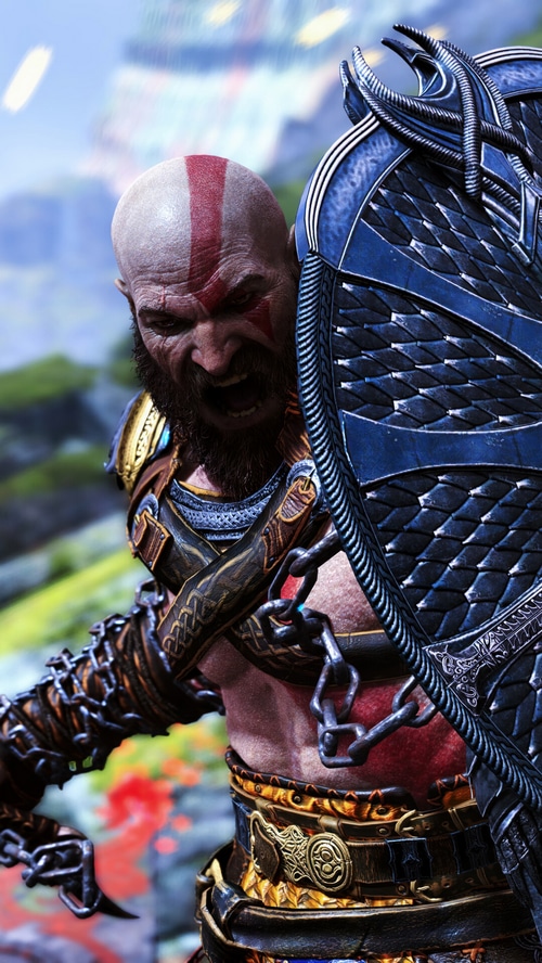 Kratos with Shield in God of War Ragnarok