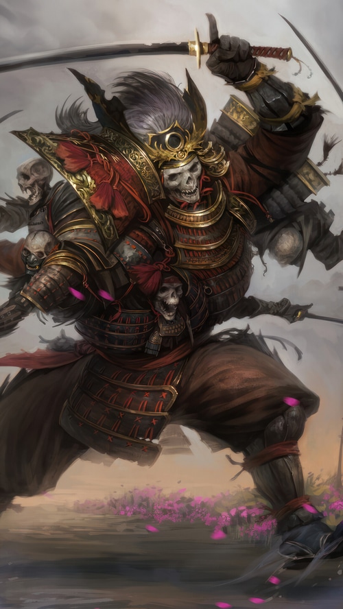 Skeleton Samurai Warrior in Battle