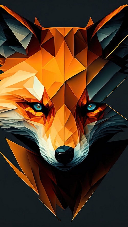 Geometric Fox Portrait with Blue Eyes