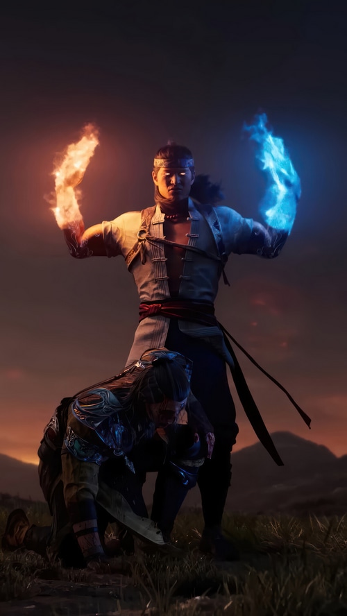 Fire God Liu Kang and opponent in Mortal Kombat 1