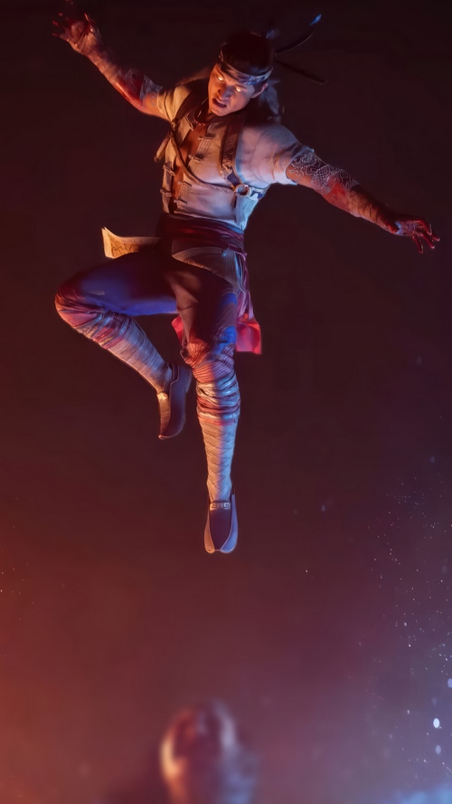 Mortal Kombat 1 Fire God Liu Kang in Mid-Air