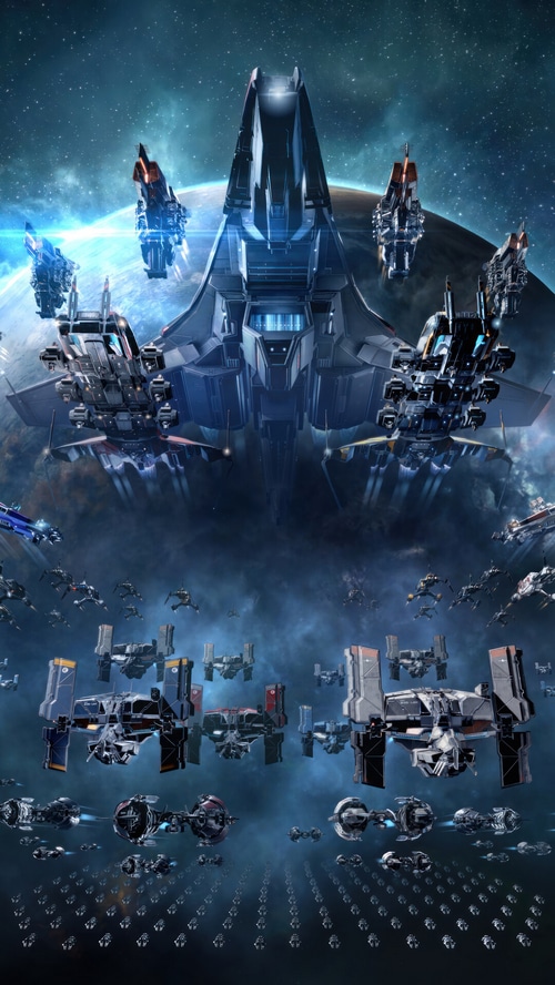 EVE Online Spaceships in Space