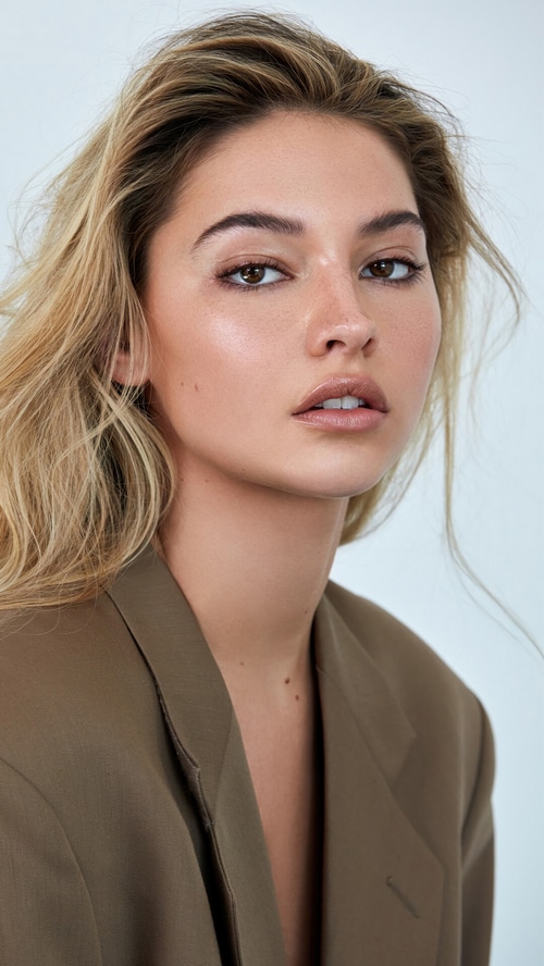 Madelyn Cline in a Brown Blazer