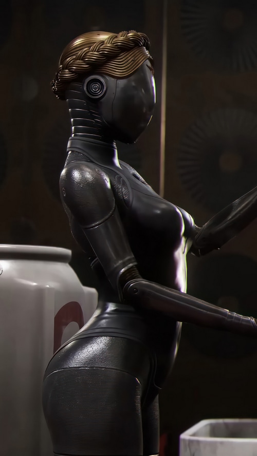 Female robot with braided hair from Atomic Heart