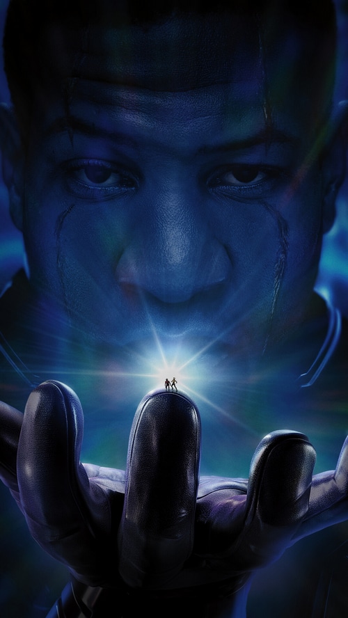 Kang the Conqueror holds Ant-Man and The Wasp