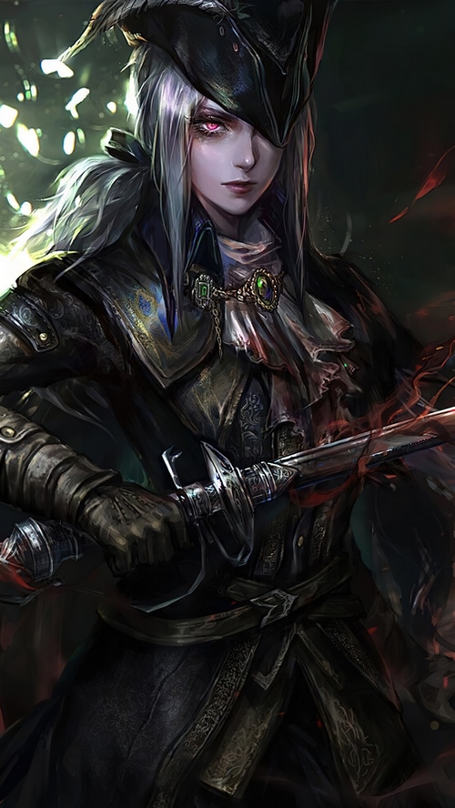 Lady Maria from Bloodborne with a sword