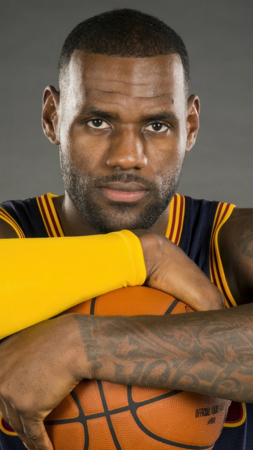 LeBron James holding a basketball