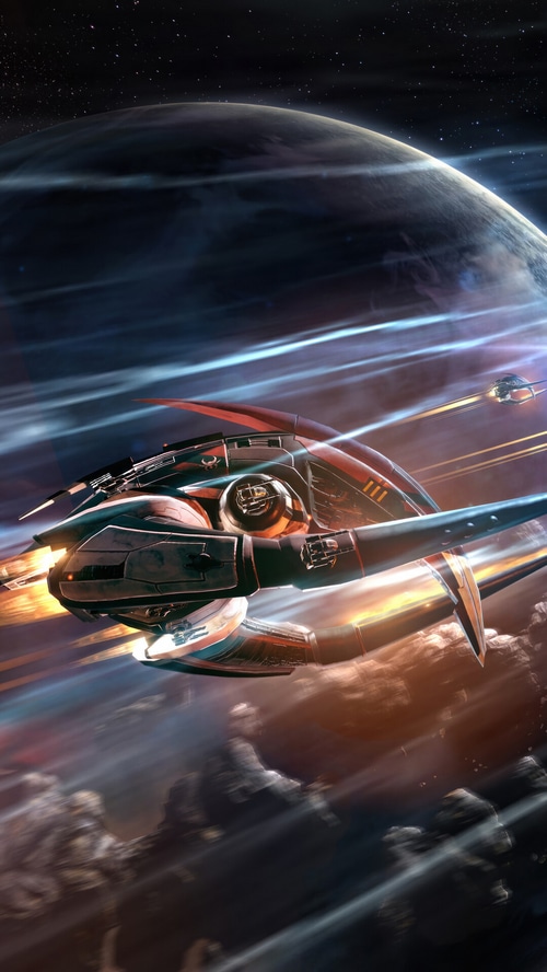 EVE Online Spaceship in Nebula