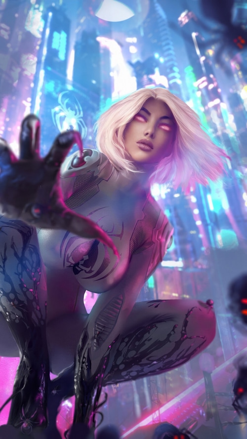White Widow in a Cyberpunk City