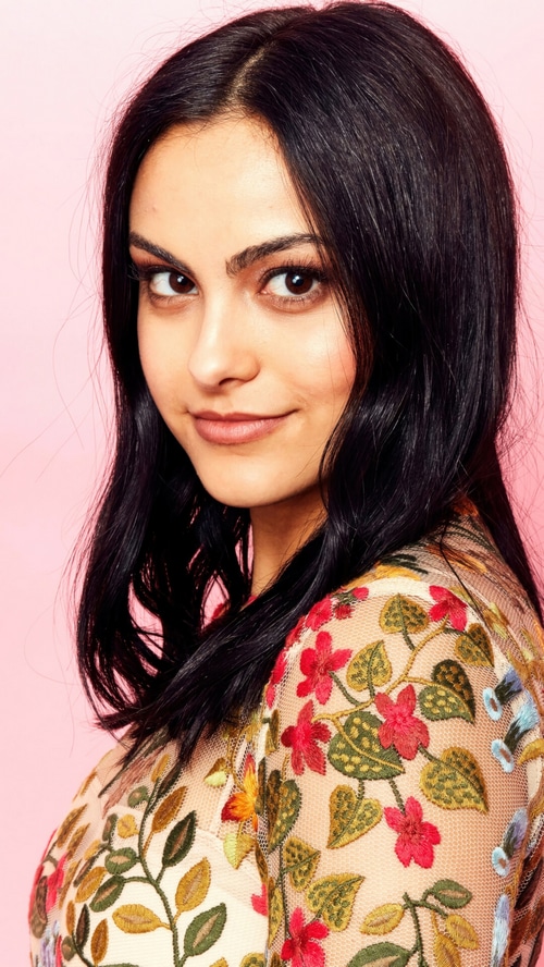 Camila Mendes Poses in a Floral Embroidered Top