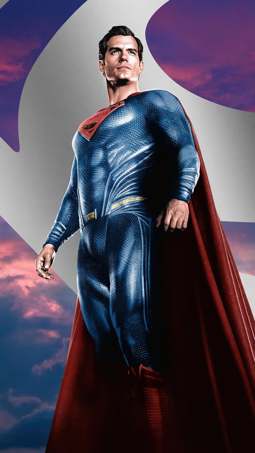 Superman in his iconic suit