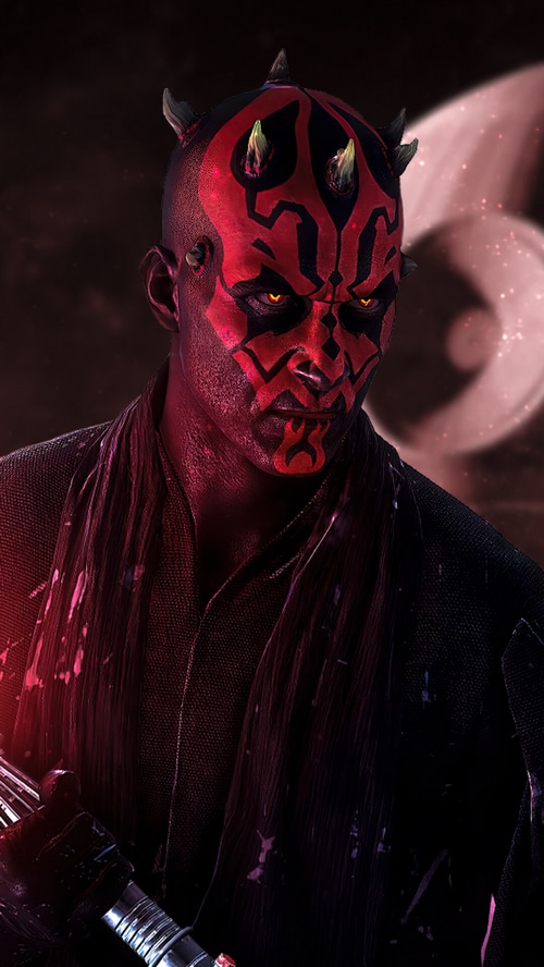Darth Maul holding a lightsaber