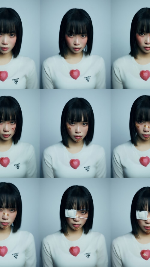 Kim Chae-won from LE SSERAFIM with heart and bandages