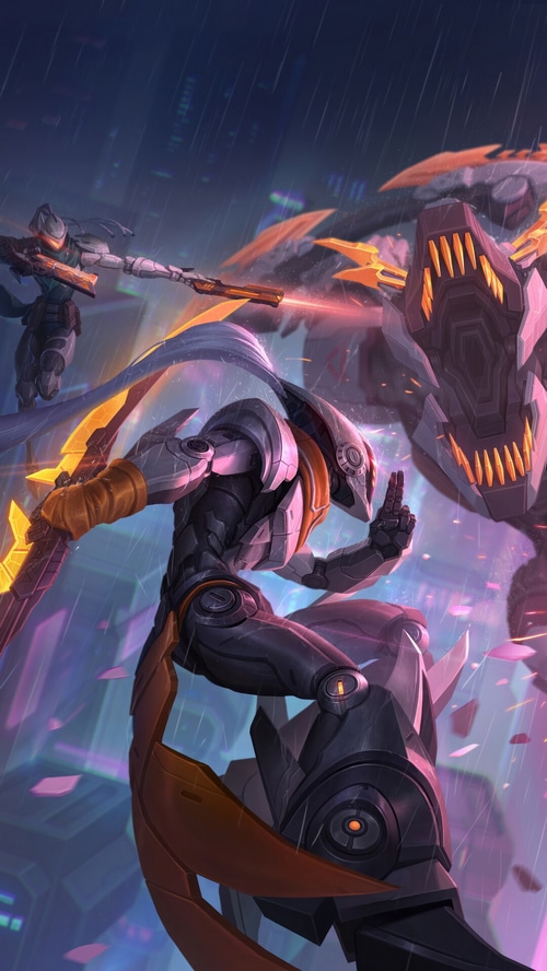 PROJECT Master Yi and Zeri fight a monster in the rain