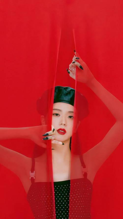 Jisoo of BLACKPINK in a red outfit