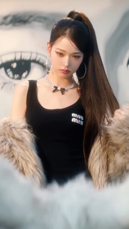 Jang Won-young in a black Miu Miu tank top