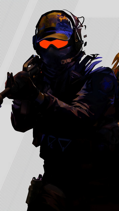 Counter-Strike 2 character with tactical gear and rifle