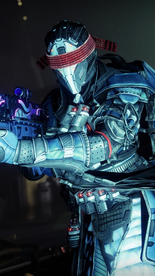 Destiny 2 Titan with a futuristic rifle
