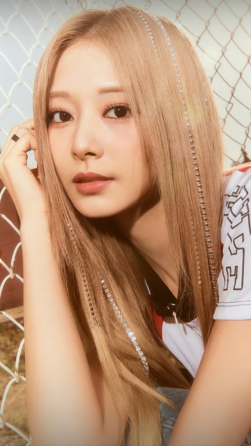 Tzuyu from TWICE with jeweled hair strands