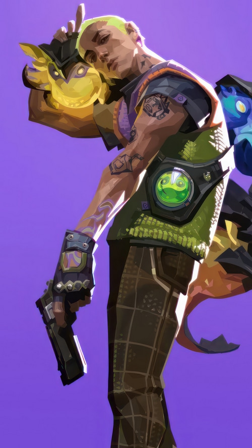 Gekko from Valorant with his creature companion