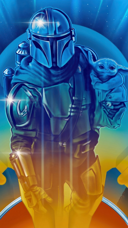 The Mandalorian and Grogu in Star Wars