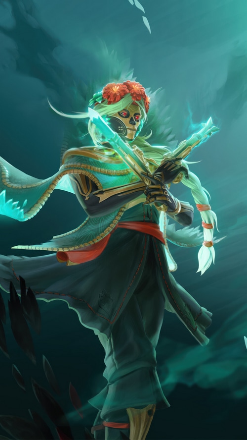 Muerta from Dota 2 holding guns