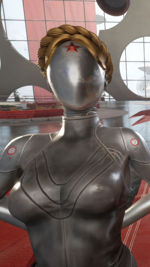 Female Robot with Red Star Emblem from Atomic Heart